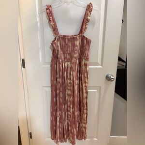 Ruffled Pink and Cream Maxi Dress